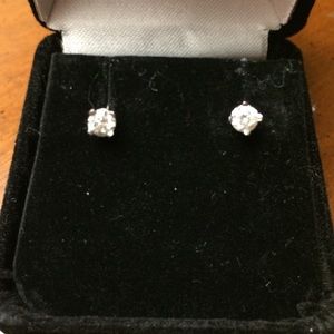 1/3 Carat Sterling Silver Diamond Stud Earrings